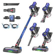 Aspirateur Balai Sans Fil Haute Performance – Ensemble Complet 2-en-1 avec Éclairage LED
